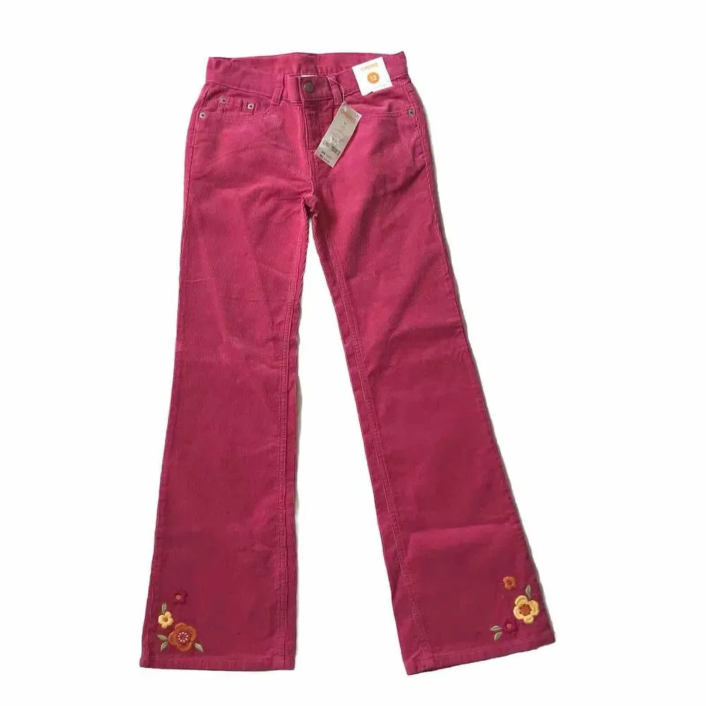 NWT Gymboree Fairy Wishes Pink Embroidered Flowers Corduroy Cords Pants Girls 12
